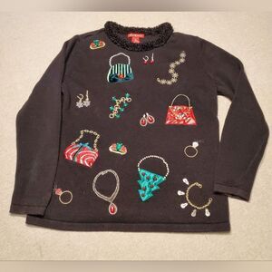 Merry & Bright Christmas Shopping Holiday Sweater in Size L